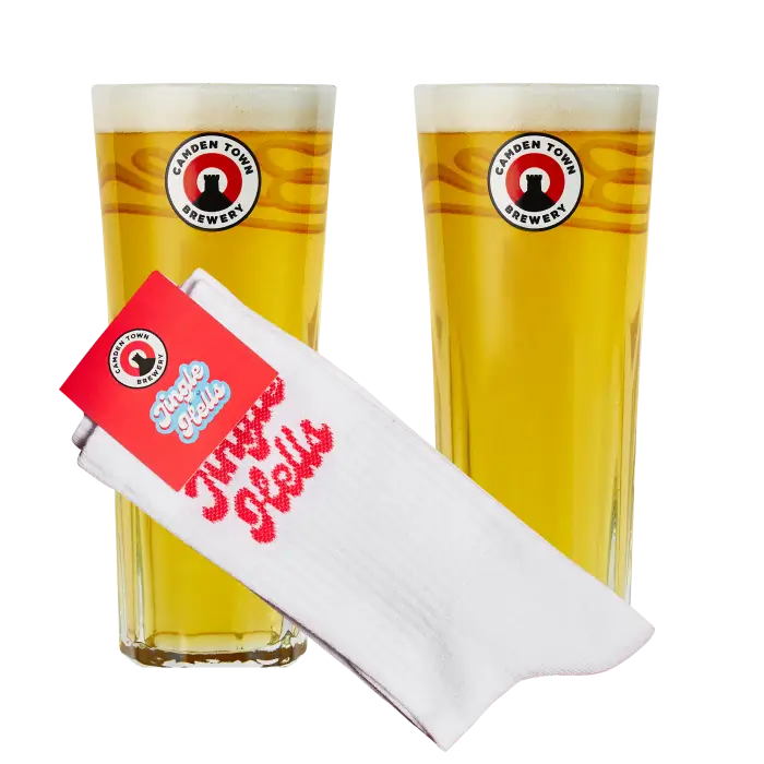 Camden Kenneth Pint Glass + Jingle Hells Socks Merch Pack 1 Camden Kenneth Pint Glass + Jingle Hells Socks Merch Pack